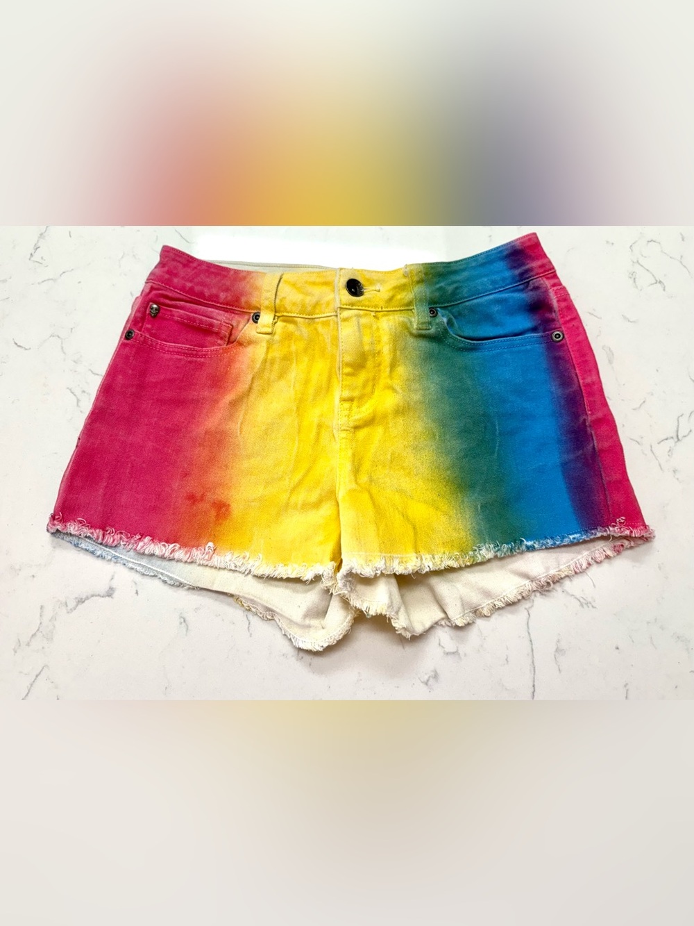 Black heart 🌈PRIDE - Rainbow Jean Shorts Size 7